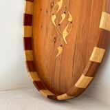 Handmade oriental tray in thuya wood - vintage marquetry