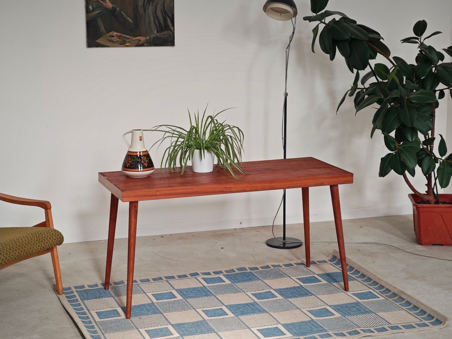 Side table compass legs Czechoslovakia Dievozpracujici mahogany