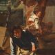 Peinture ancienne scène champêtre, huile sur toile, Europe du Nord '800