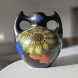 Handled Vase Gouda - Decor "Zonnebloem" (Sunflower) - Netherlands, 1930/50
