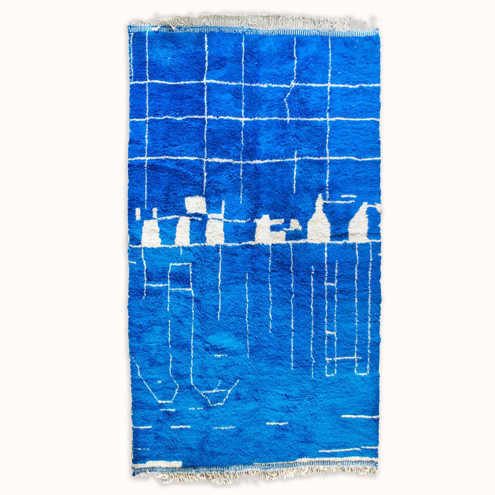 Tapis marocain vintage bleu cobalt