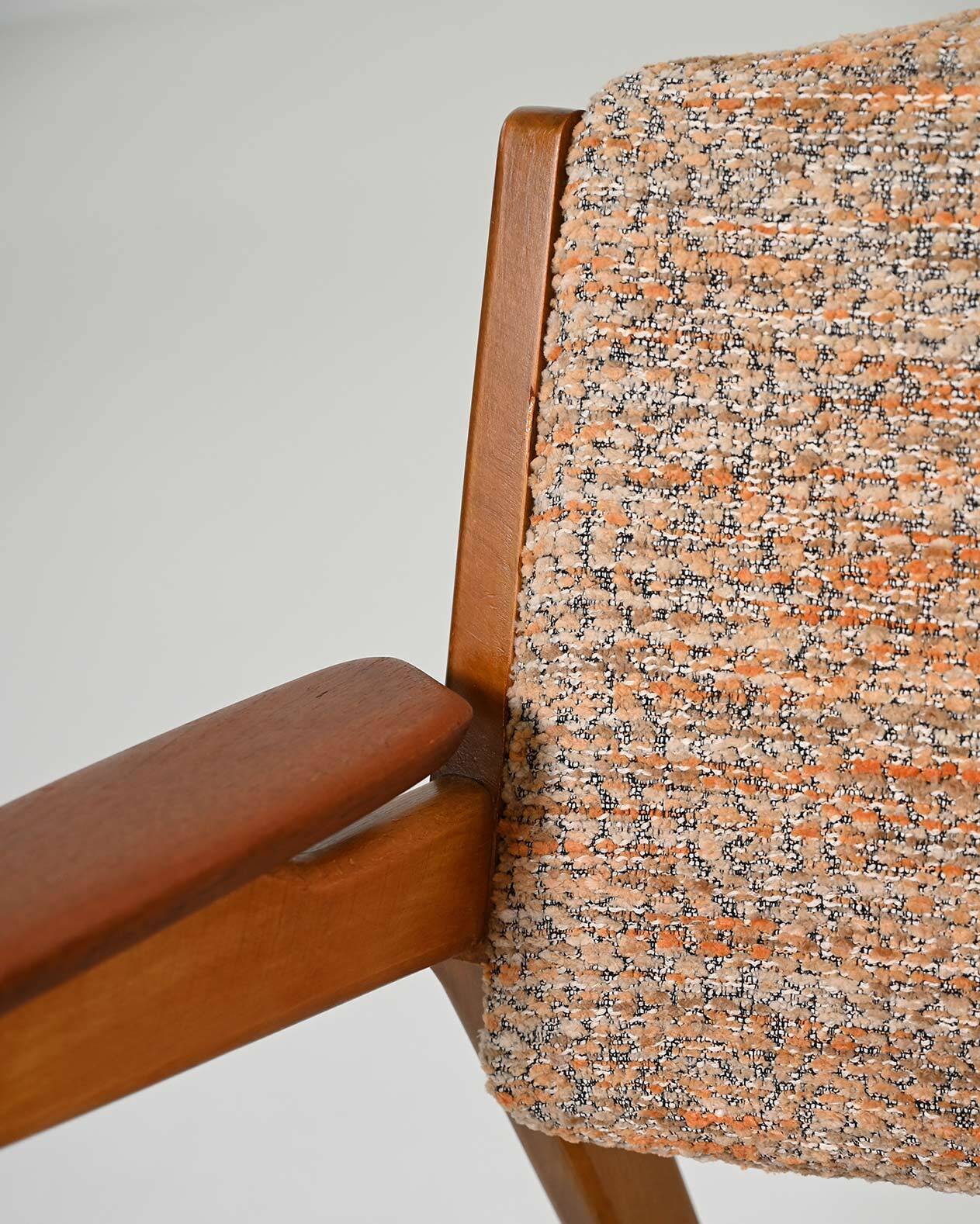 Fauteuil en hêtre scandinave et teck, années 1960