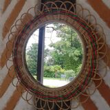 Vintage flower rattan mirror