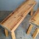 Pair of 2 patinated solid wood benches / stools