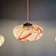 Set of 3 pendants in pink marbled opaline