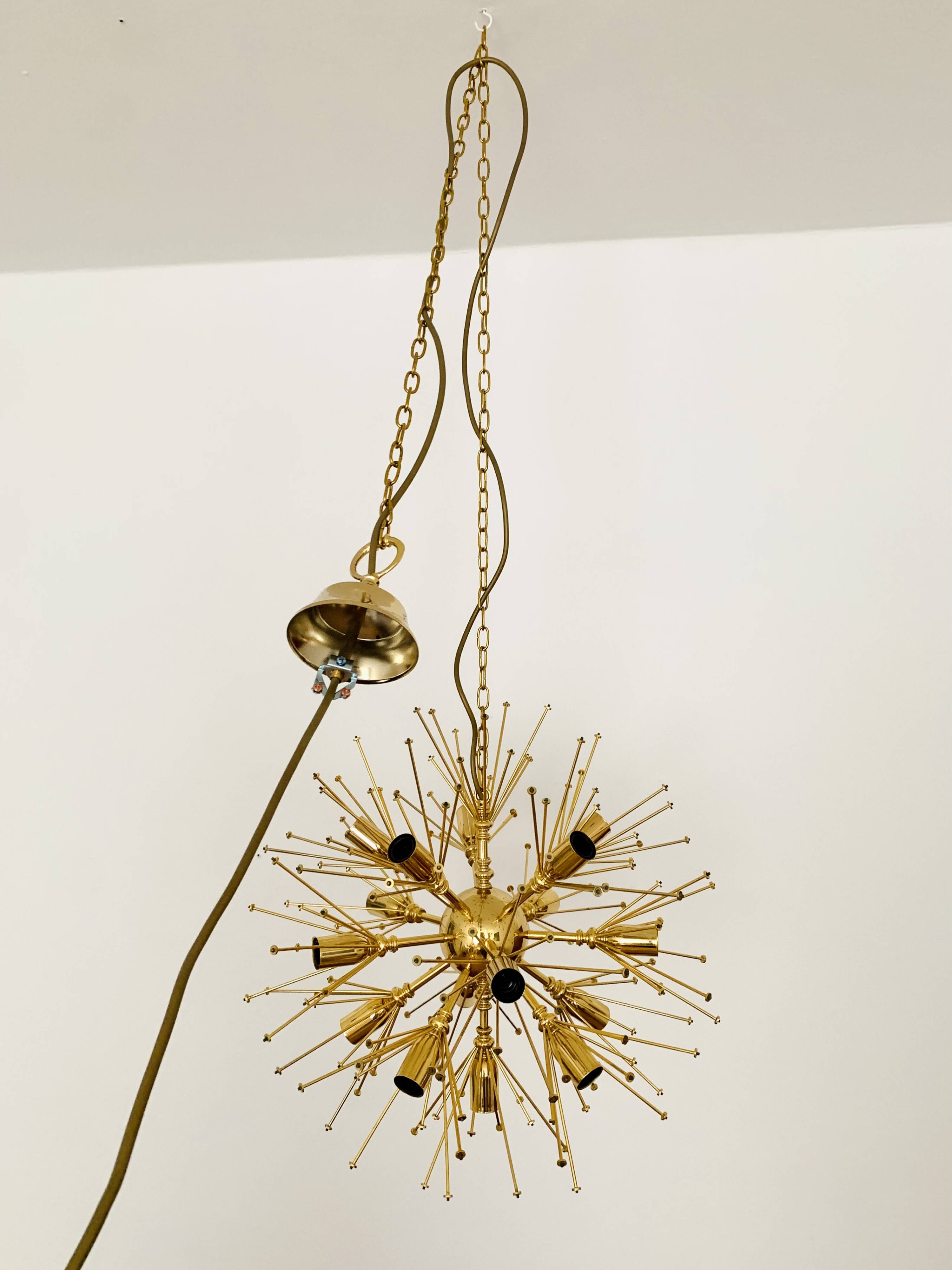 Large Floral Crystal Glass Ball Chandelier by Palwa