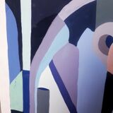 Cubist gouache painting, still life, anonymous 1970