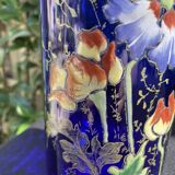 Vase « Cylindre » bleu émaillé F. T. Legras
