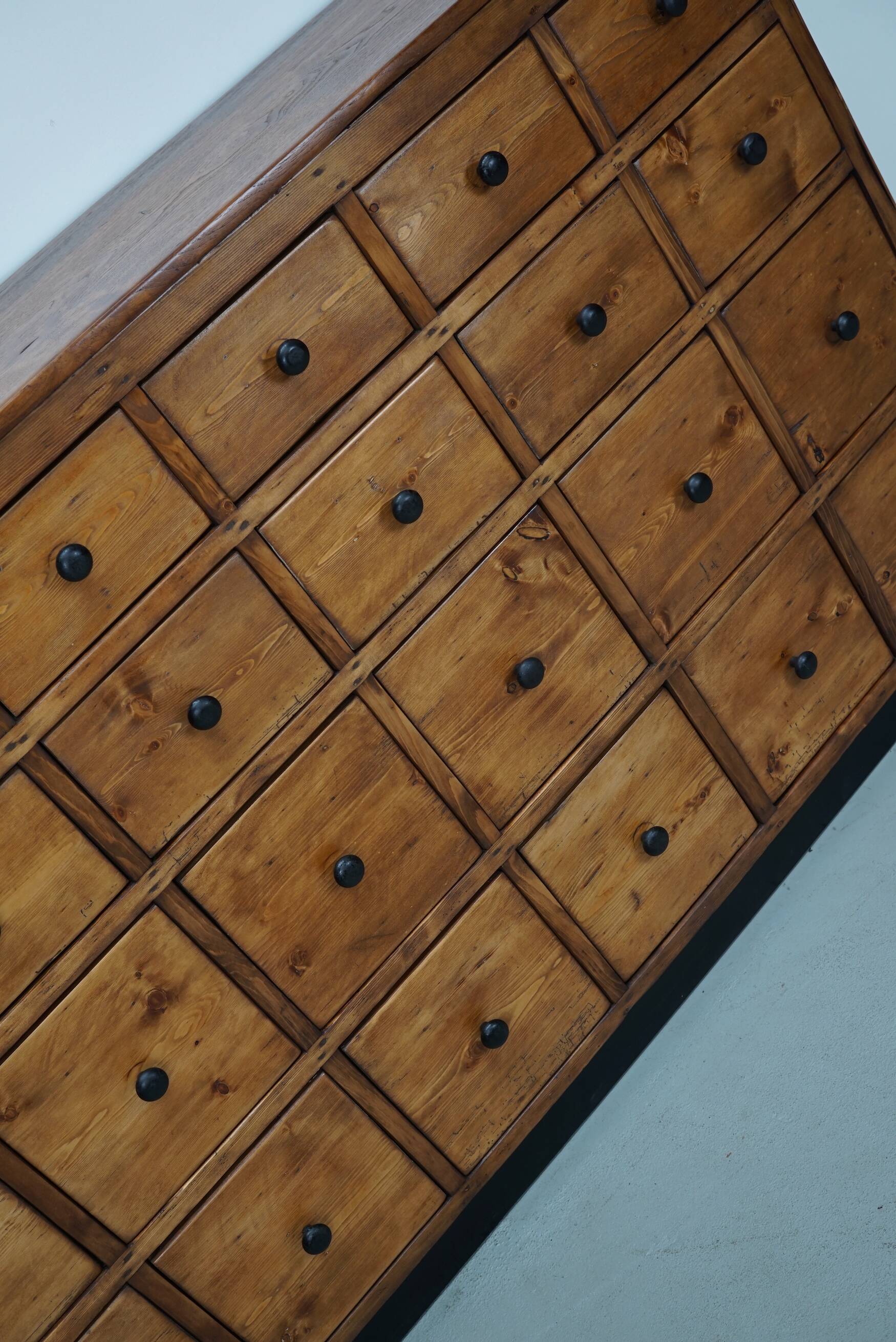 Large German Pine Industrial Apothecary / Shop Cabinet, 1950s