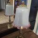 Small tulip-shaped table lamp in frosted glass, mushroom style.