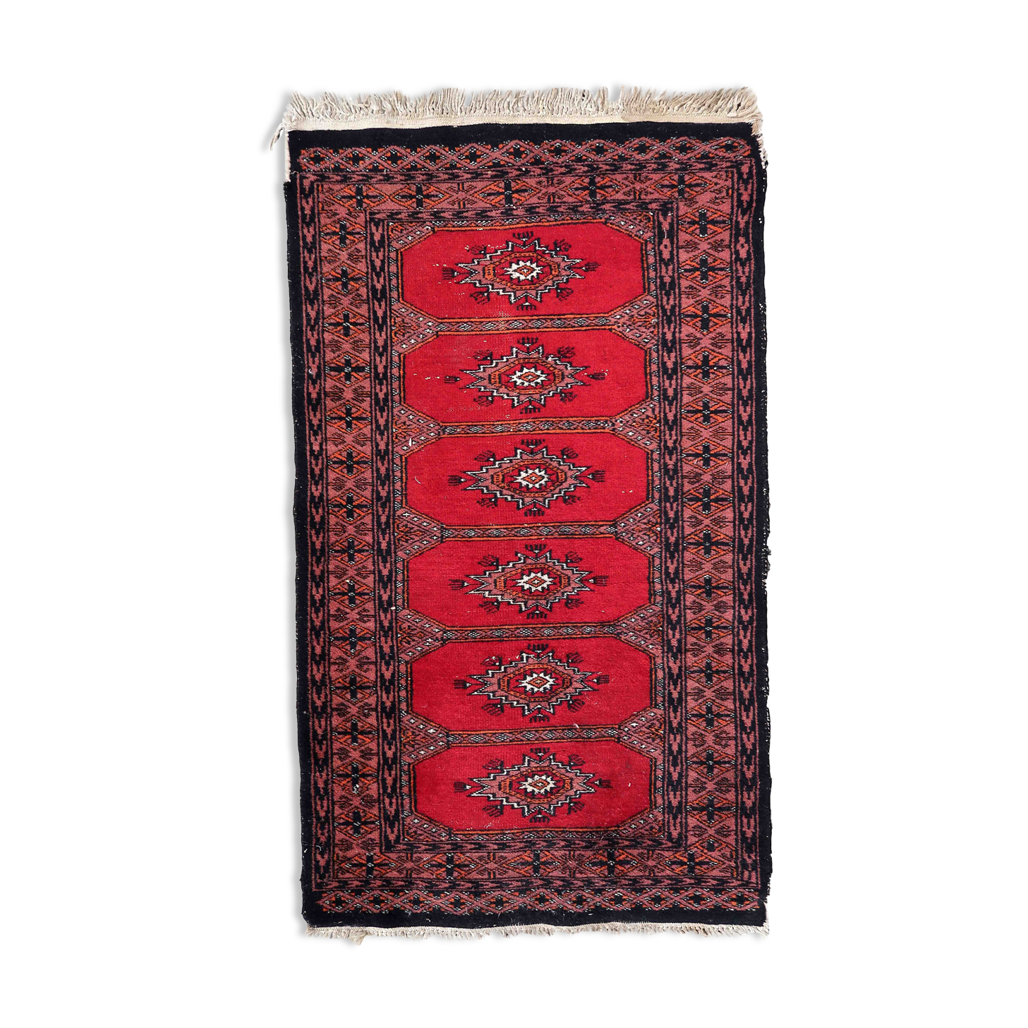 Vintage carpet Uzbek Bukhara handmade 62cm x 106cm 1970s