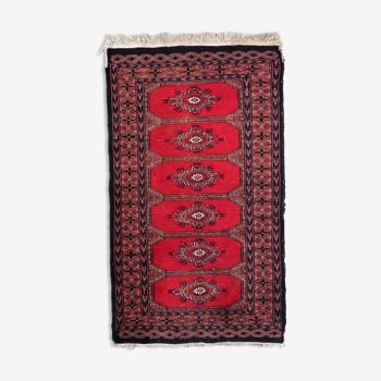 Vintage carpet Uzbek Bukhara handmade 62cm x 106cm 1970s