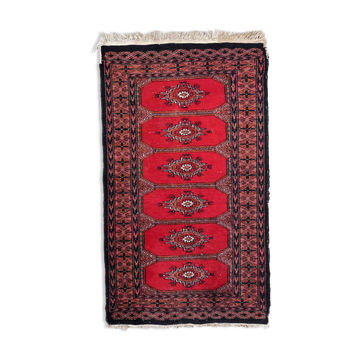 Vintage carpet Uzbek Bukhara handmade 62cm x 106cm 1970s