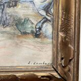 Pastel painting of a horseman scene