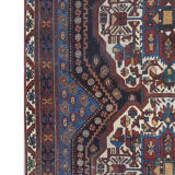 Antique persian afshar carpet handwoven blue wool area rug-