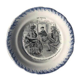 Talking plate "En voyage" n•II - faience factory Choisy le roi