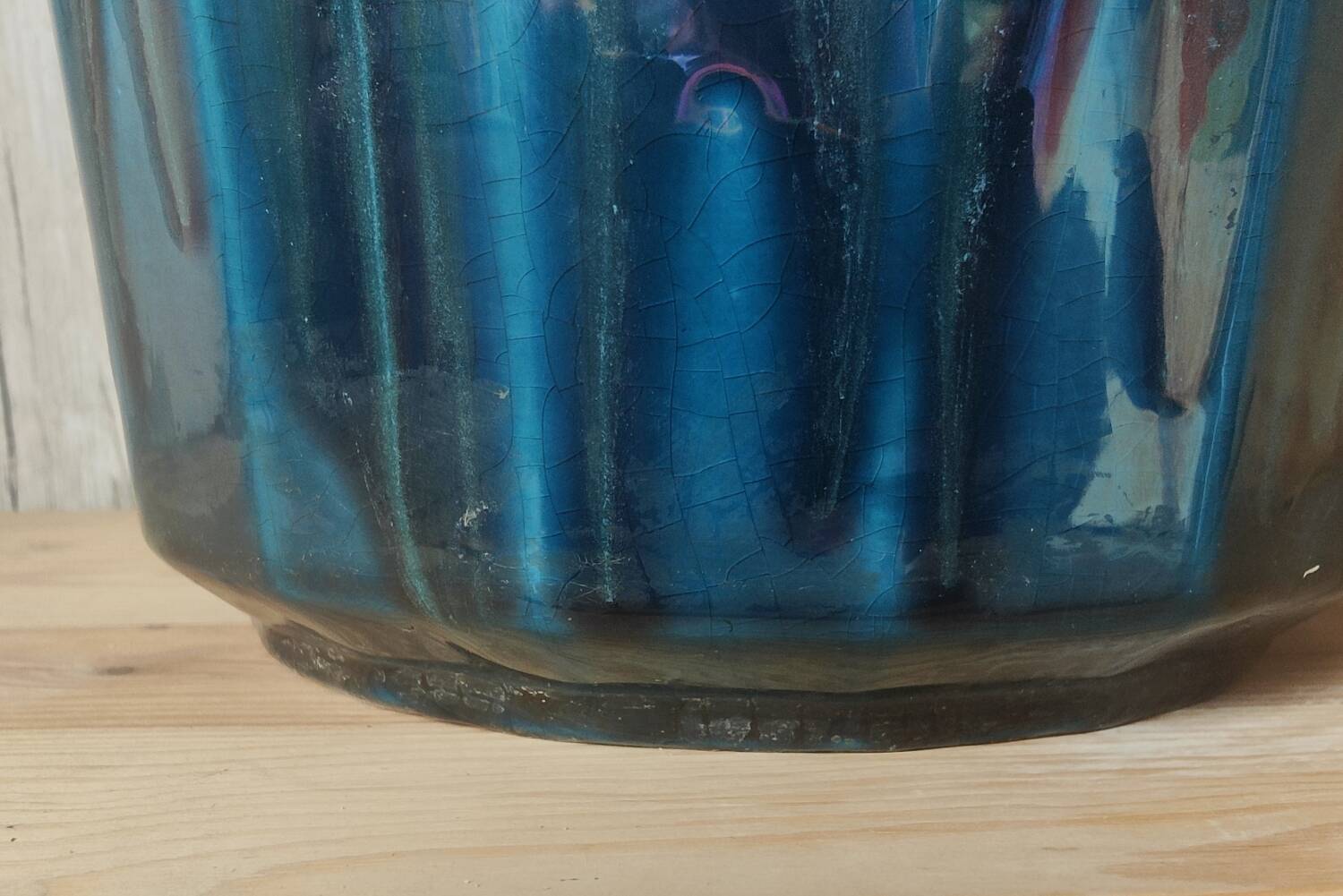 Iridescent Art Deco earthenware planter