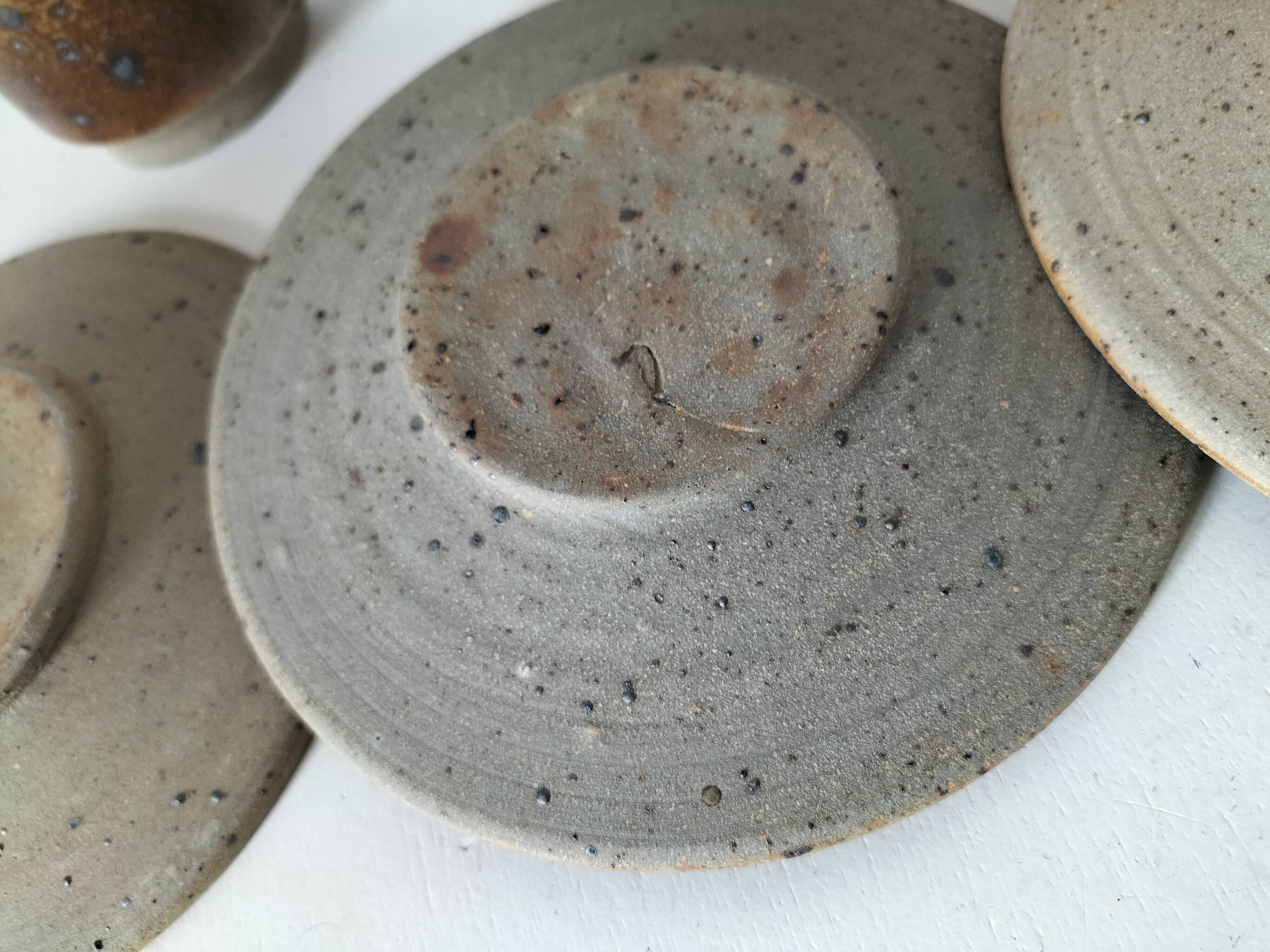 Set of three cups and saucers in pyrite stoneware - Charles Gaudry, Puisaye