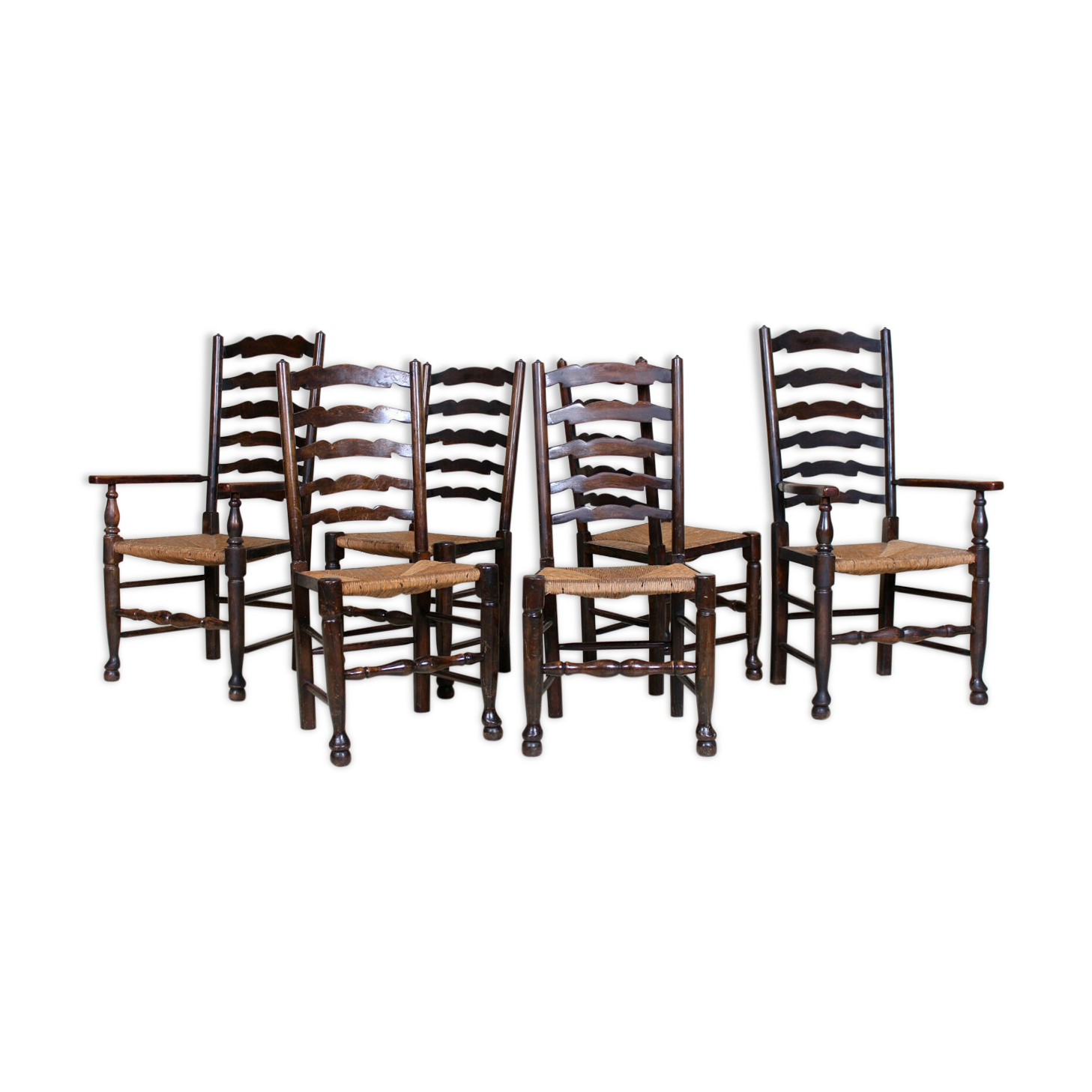 Six chaises de pays du début du 20e siècle