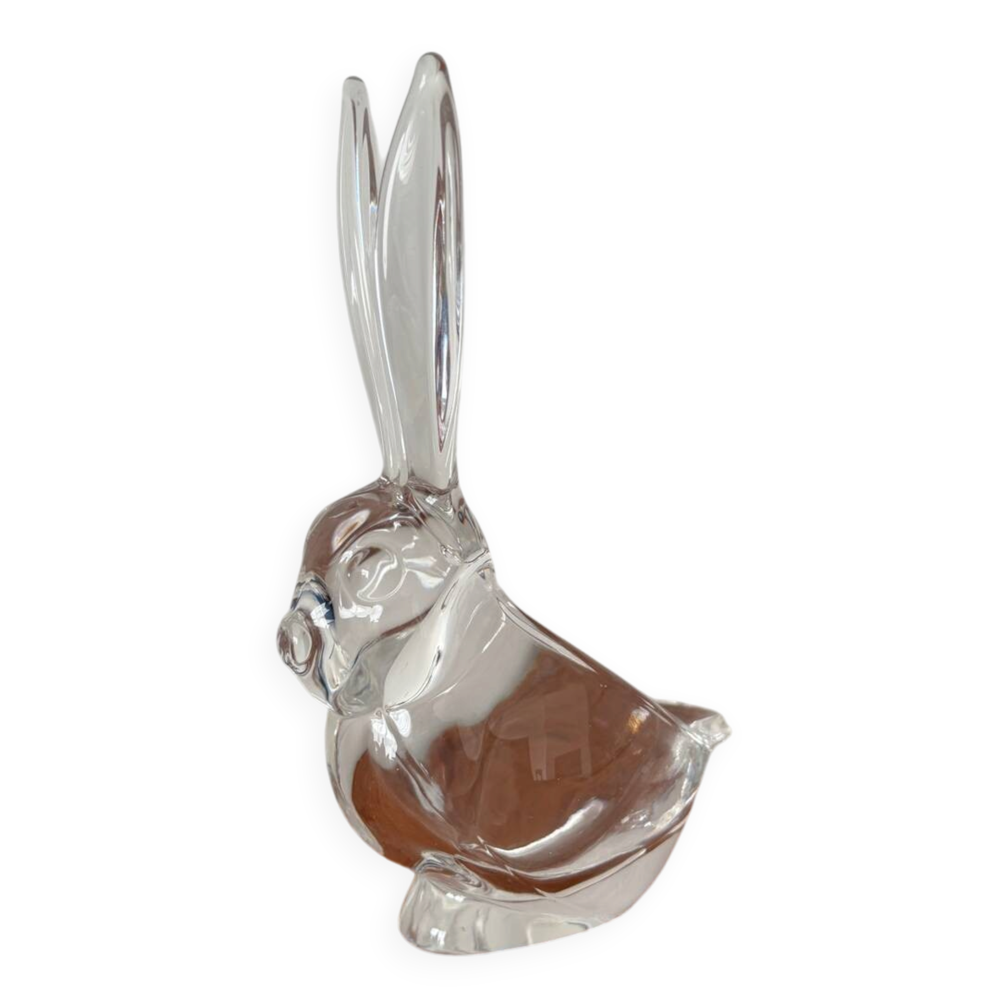 Rabbit crystal catchall from Vannes – vintage crystal figurine –