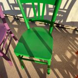 Set of 8 multi-colored bistro chairs