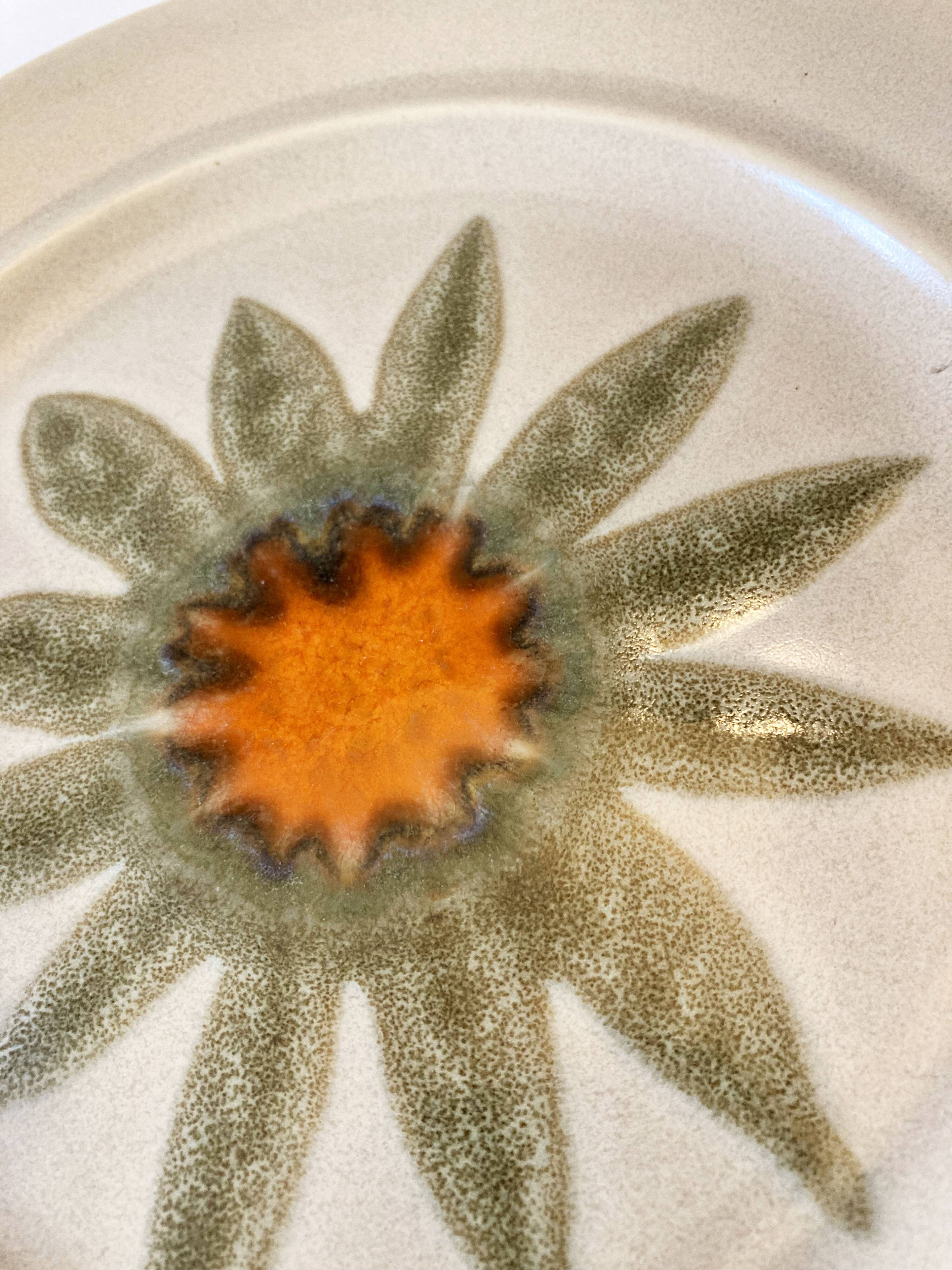 Vintage dessert plates, hand painted flower pattern