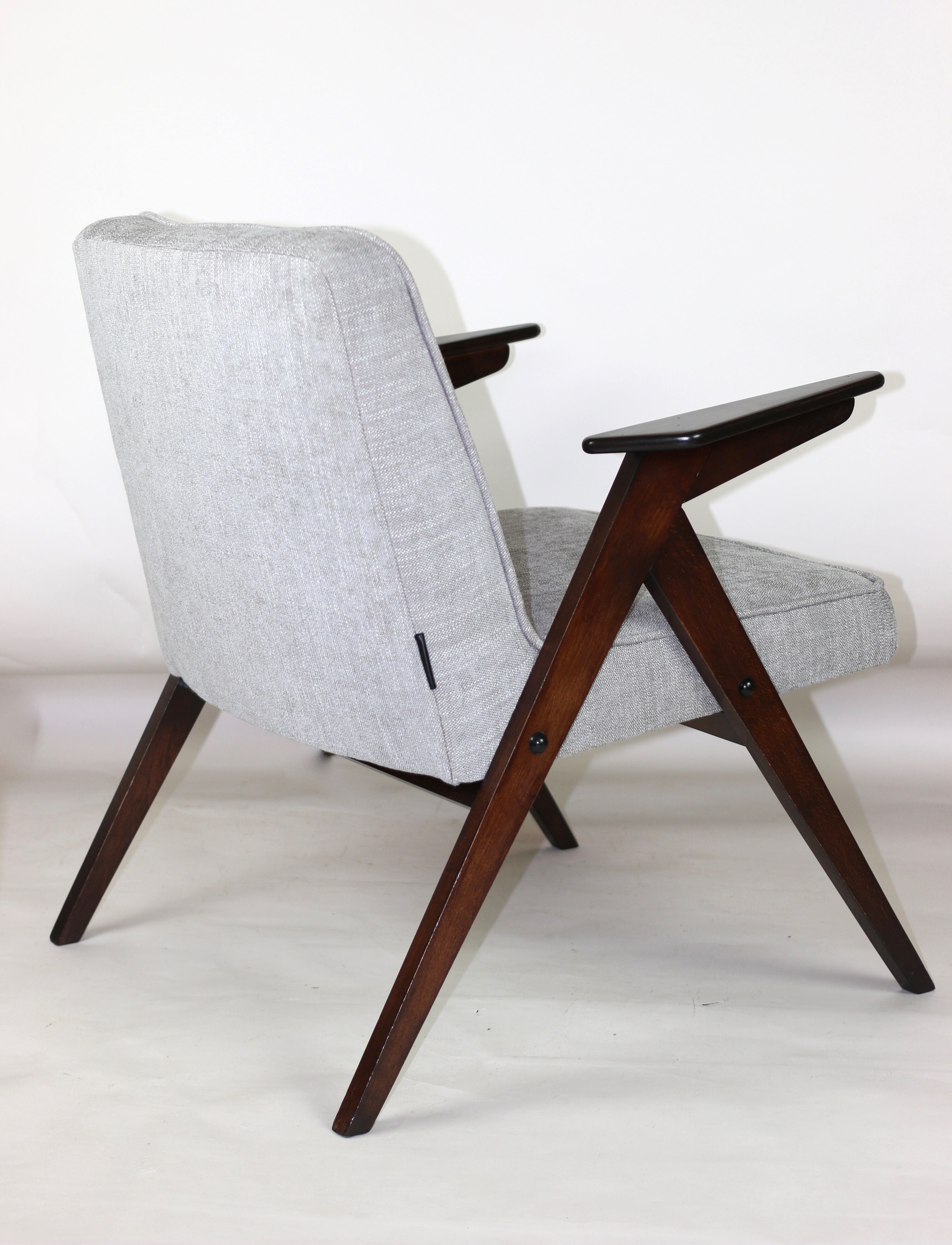 Light grey silver Bunny armchair by Józef Chierowski, 1970s