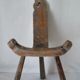Brutalist wooden chair tripod XXth