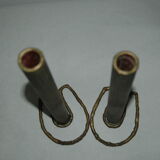 2 horseshoe candlesticks in solid brass  signed Durand