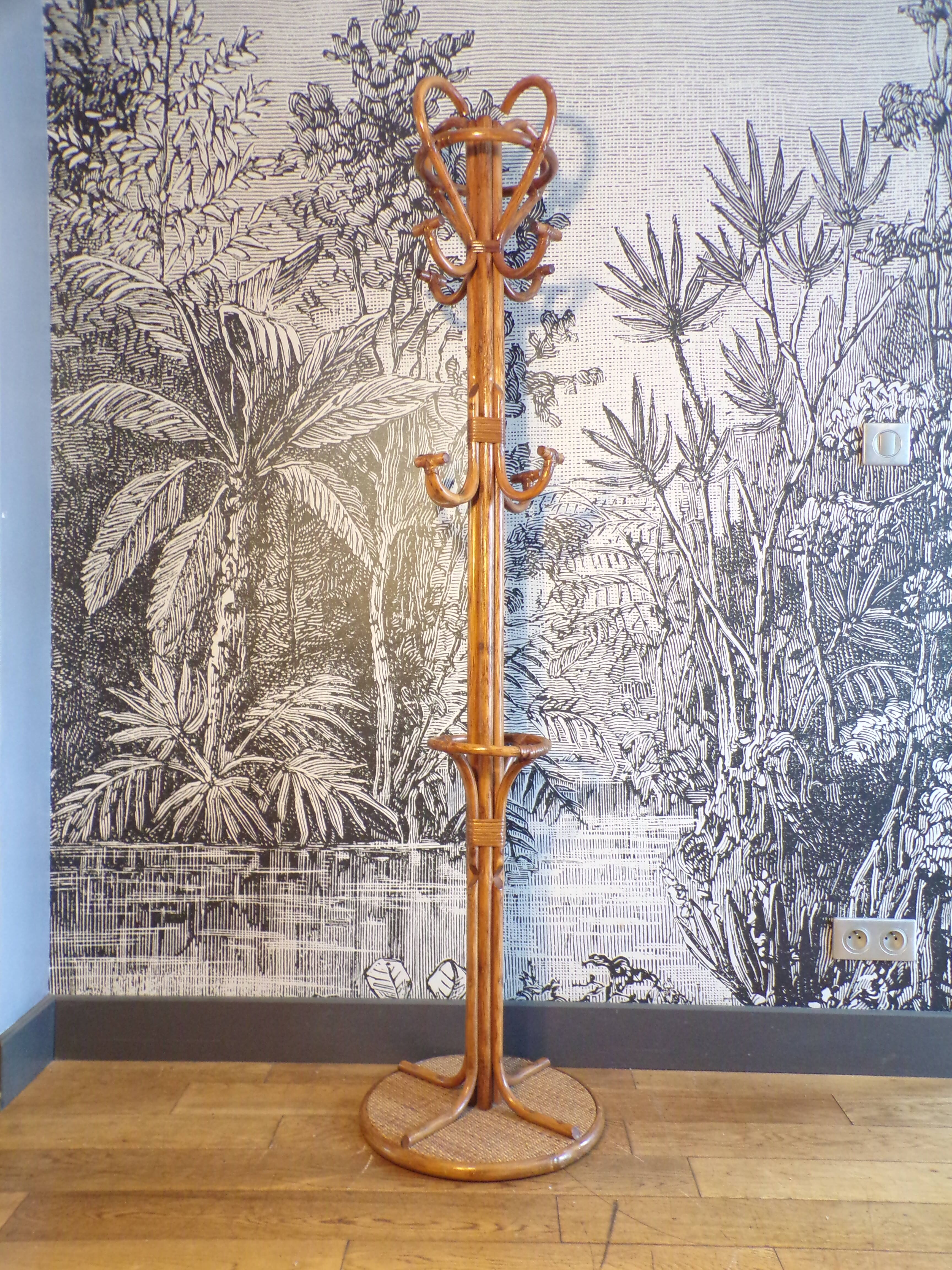 Rattan parrot coat rack