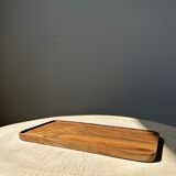 Trio of rounded rectangular trays or cups in monoxyl teak L:35