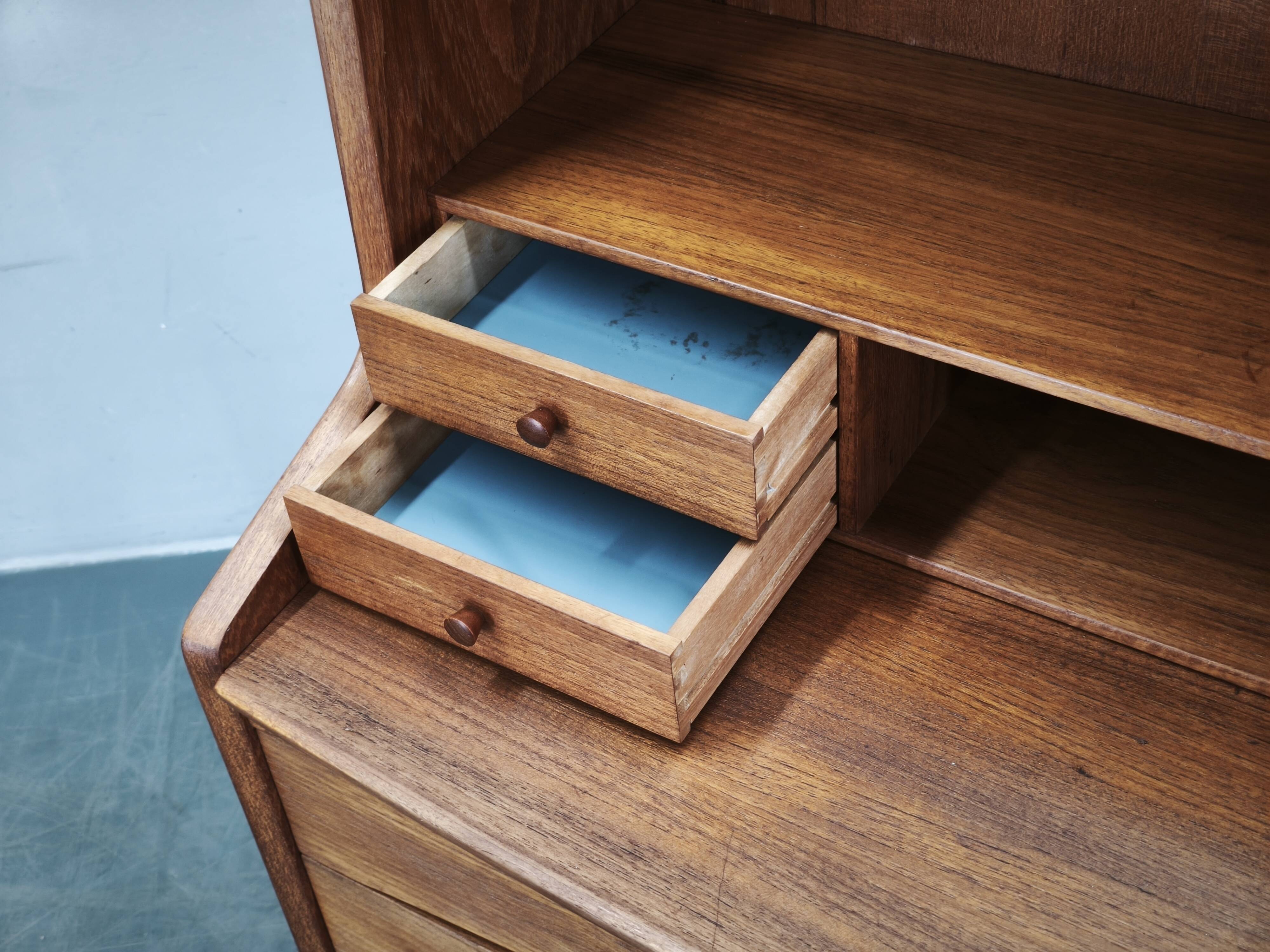 Danish Modern Teak Secretary Writing Desk with Drawers, 1960s