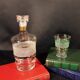 Carafe and glass in granite glass and gold edging