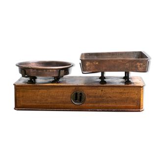 Copper tray grocer's scale – Lyon by Berger house 1900'