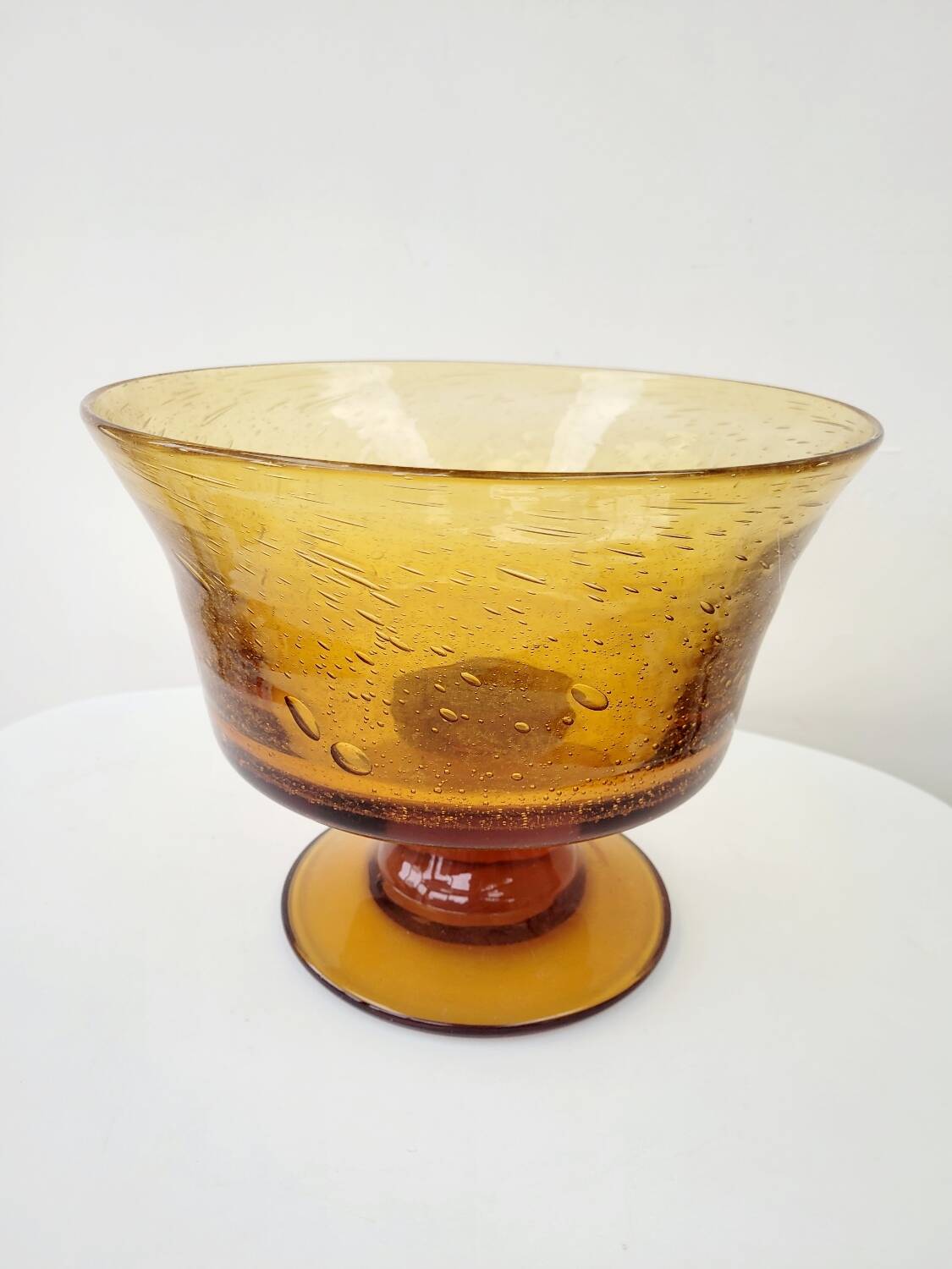 Vintage punch service blown glass Biot amber