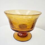 Vintage punch service blown glass Biot amber