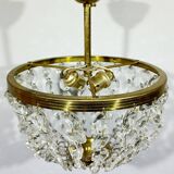 2-light brass and crystal ceiling light