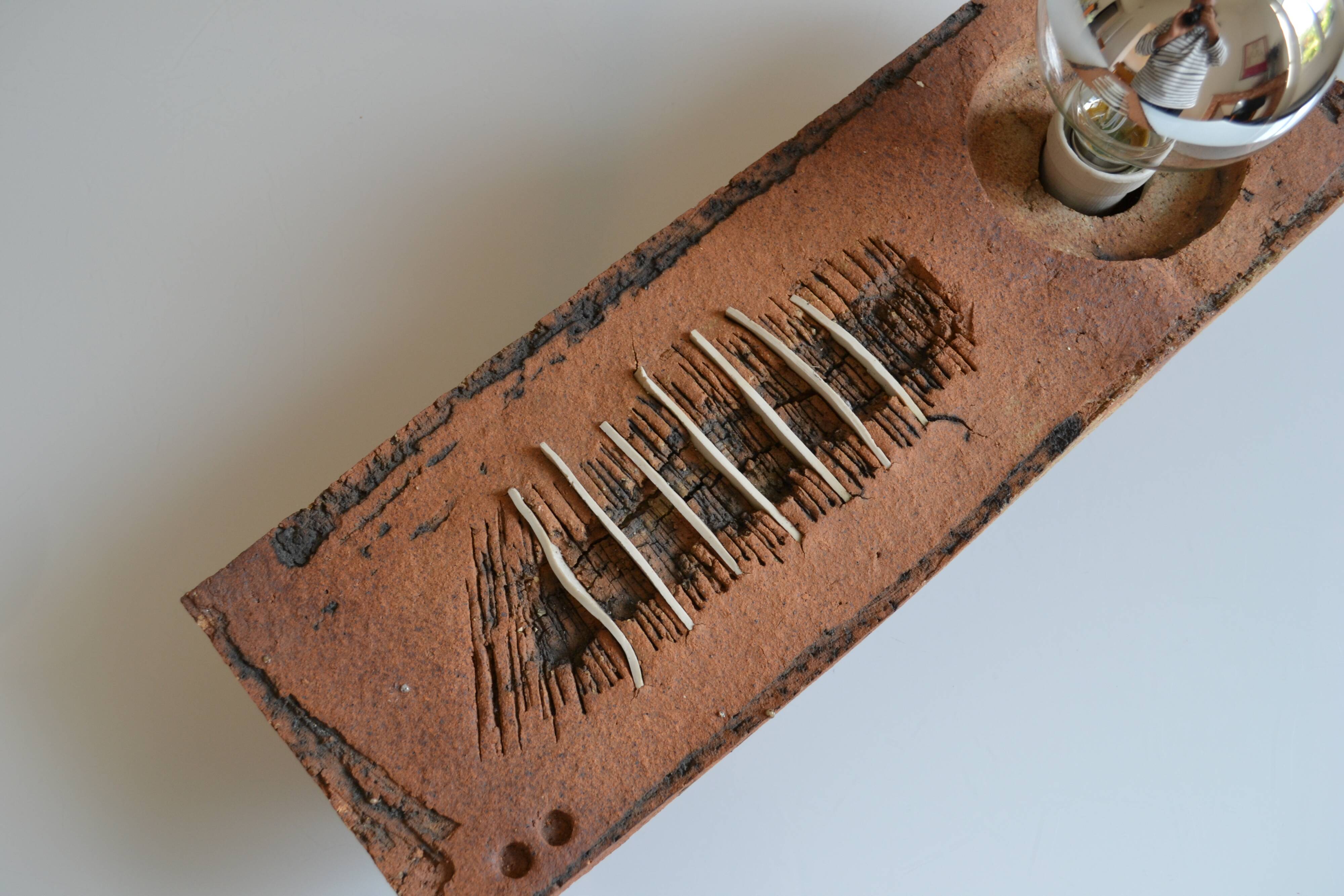 Vintage 1970s Brutalist Modernist Ceramic Table Lamp