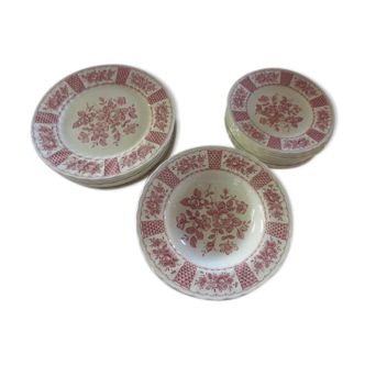 Assiettes roses en porcelaine anglaise