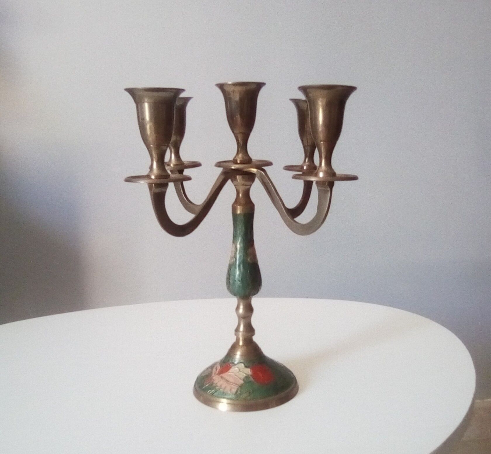 5-pointed candlestick in enamelled brass