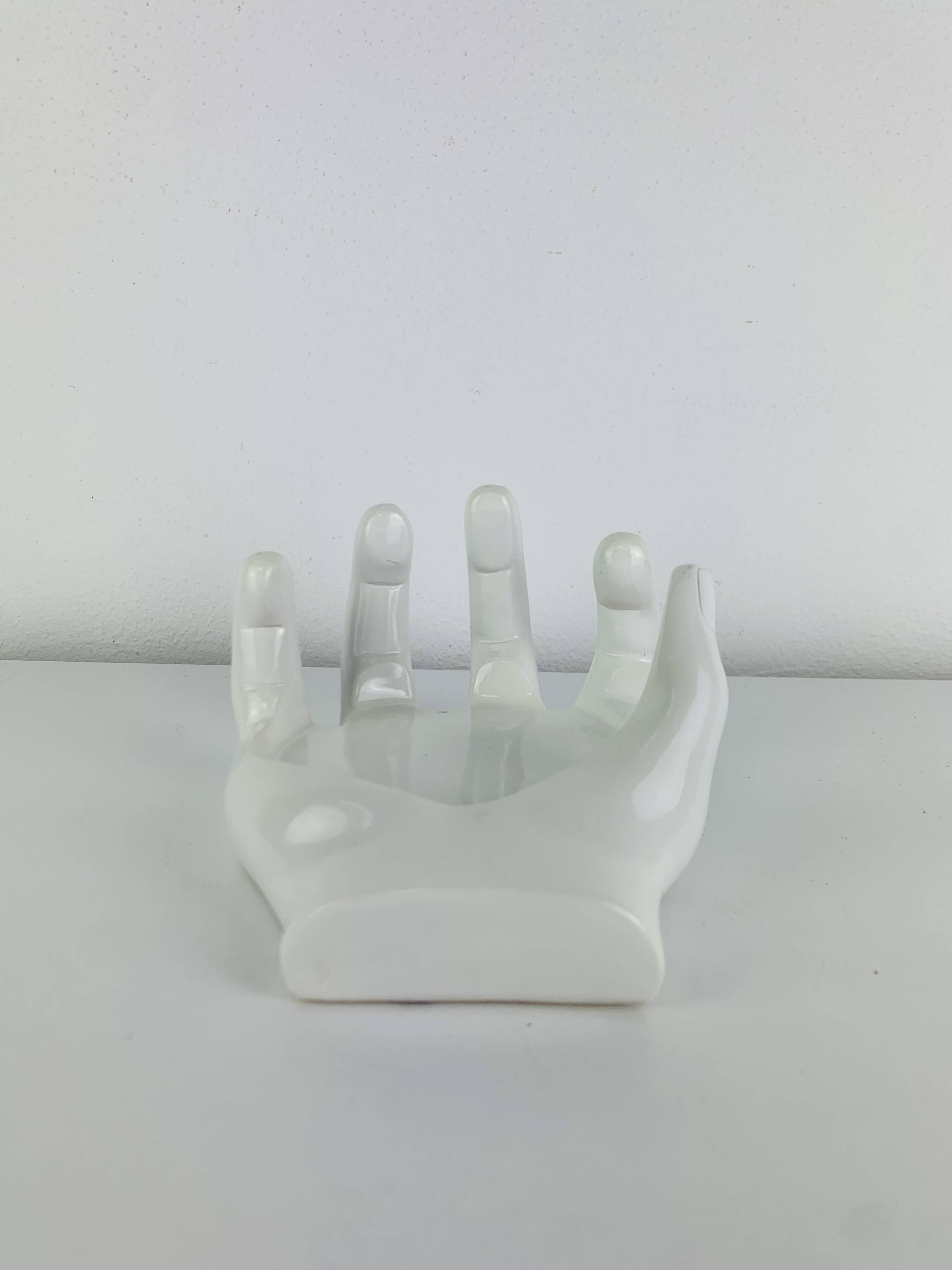 White resin hand catchall, vintage