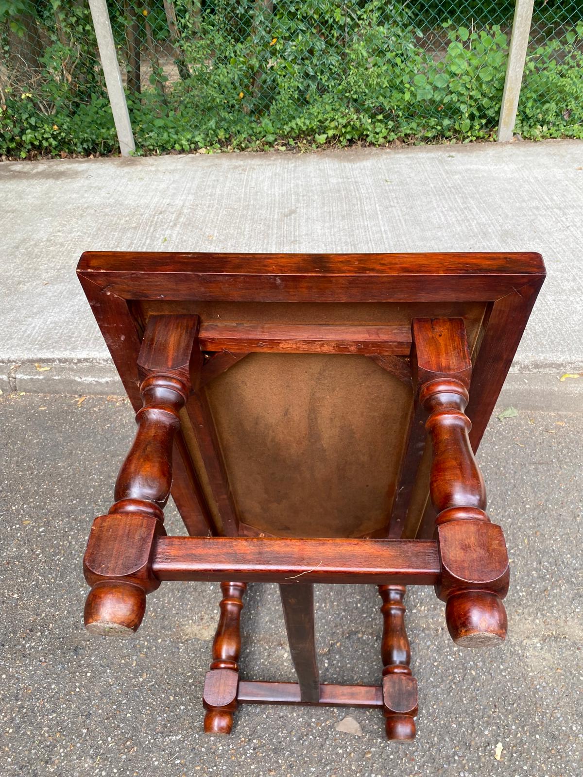 Solid wood and multicoloured ceramic coffee table from the 1970s.
