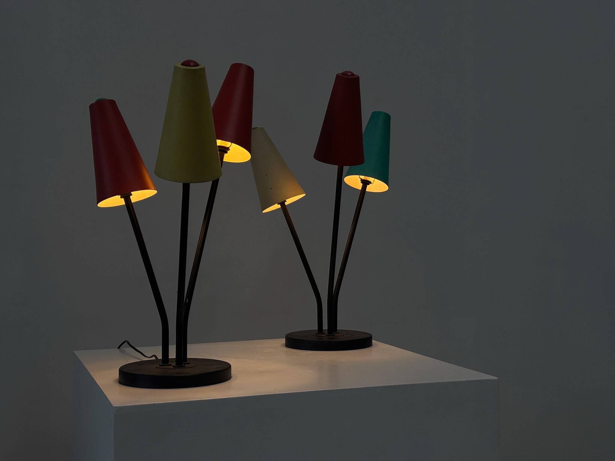 Set of two colorful table lamps