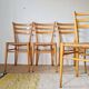 Set of 4 vintage Italian chairs in wood and straw.