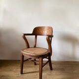 Solid oak and cane armchair