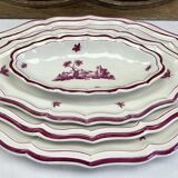 Round dish Gien model pink landscapes 1960 1971