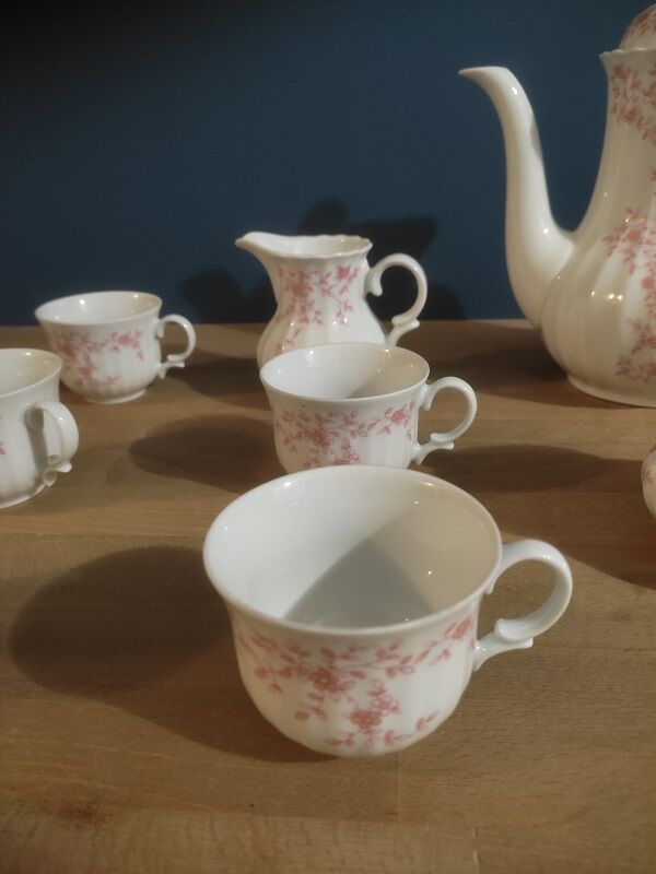 Coffee set Wunsiedel Porcelain Bavaria sugar pot cups pink Dp 1222109