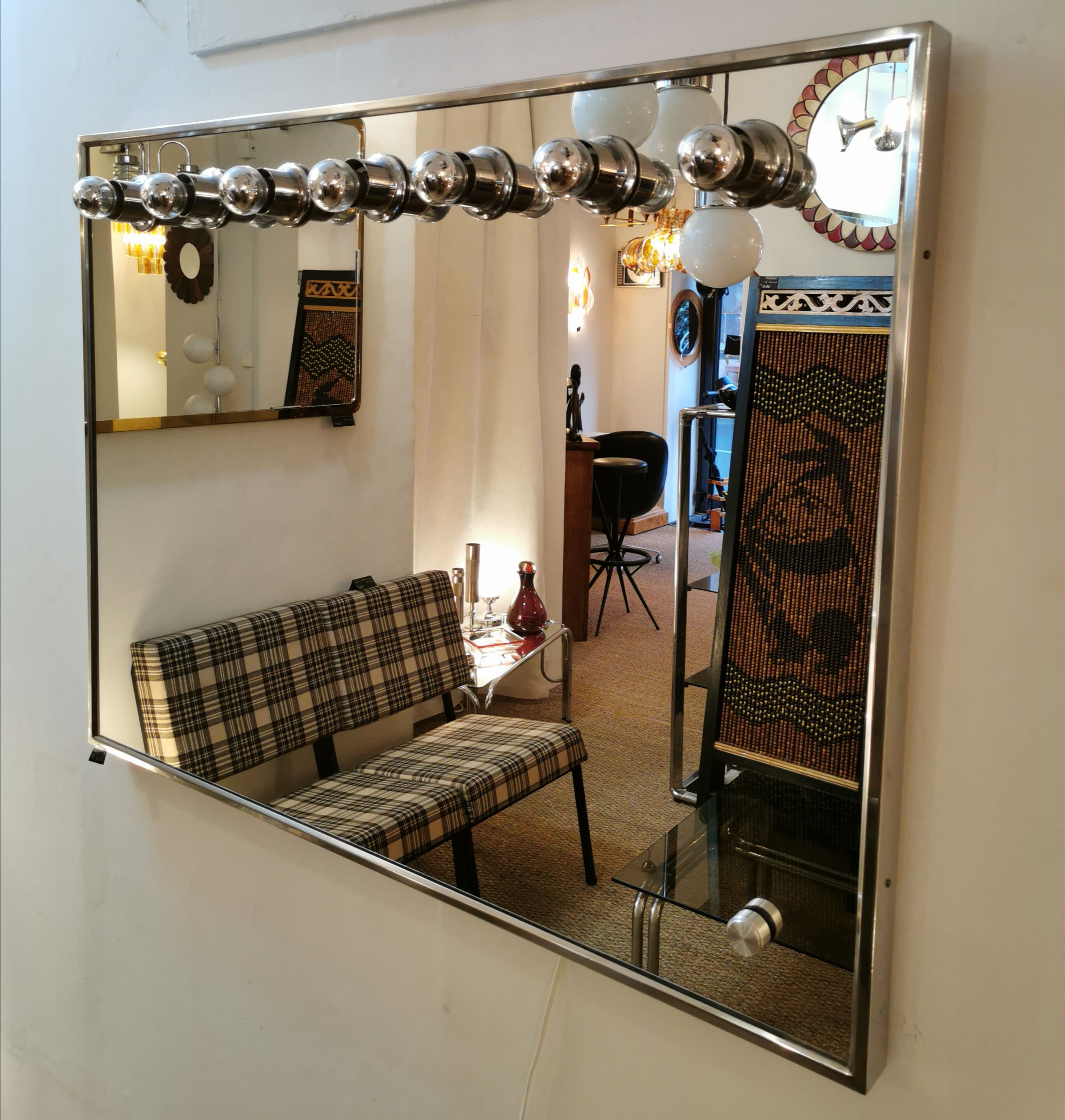 Miroir de loge à 7 spots années 70 100x75cm
