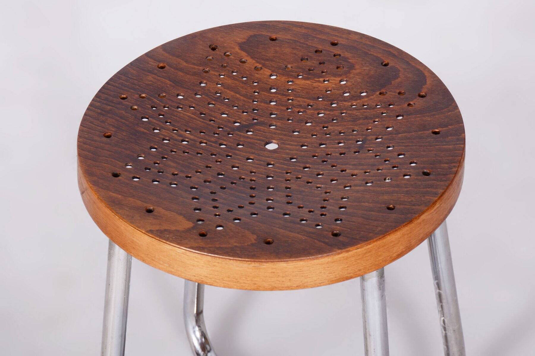 Bauhaus Stools in Chromed Steel, Beech and Plywood, Germany, 1930s, Set of 2