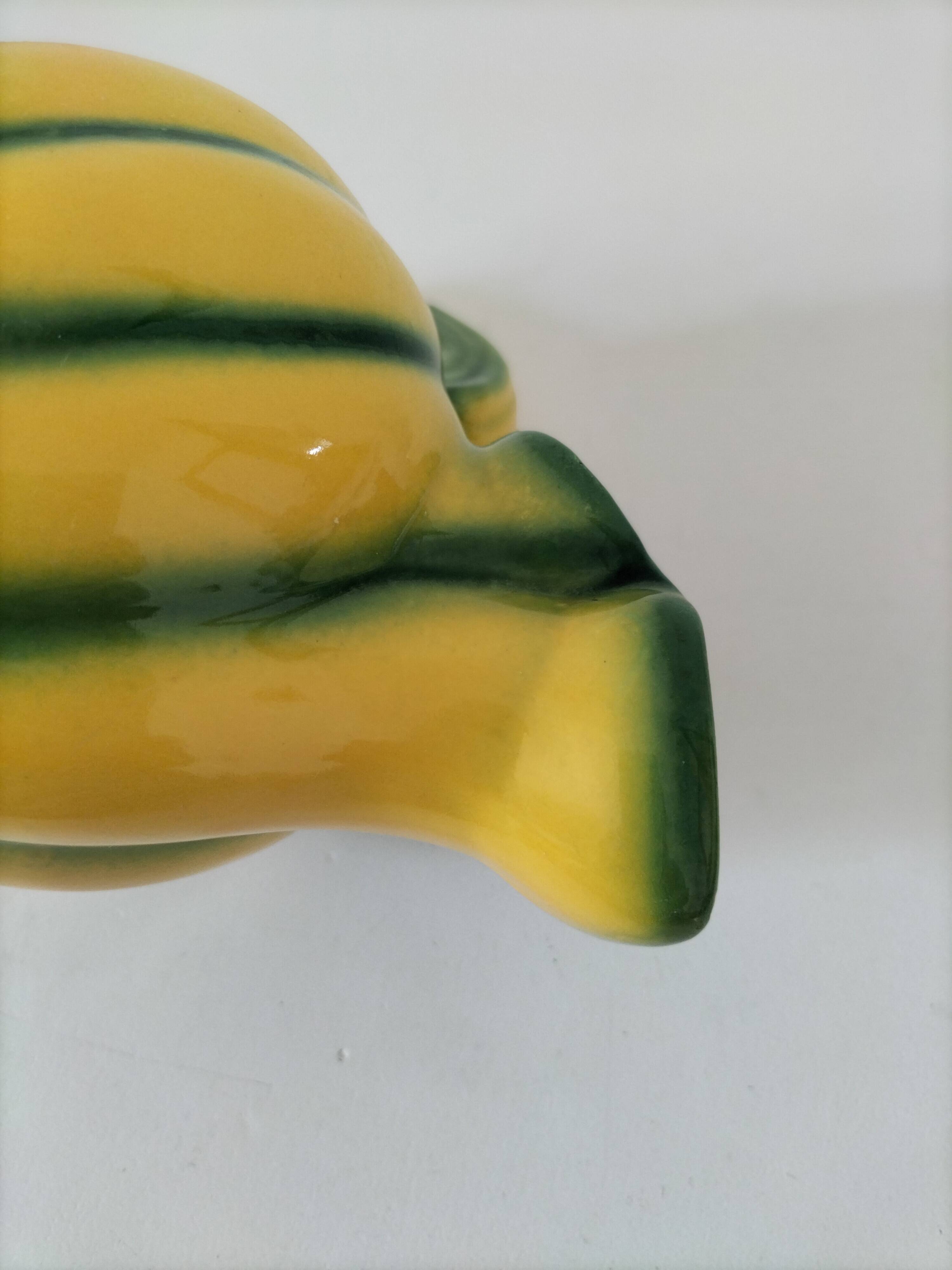 Jug melon in yellow and green majolica